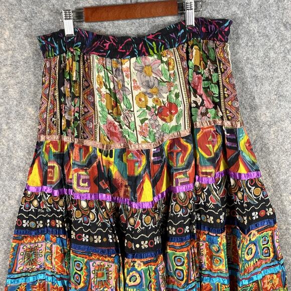 VTG SOFT SURROUNDINGS Boho Gypsy Kamala Jungle Print Maxi Skirt XL - Picture 7 of 8